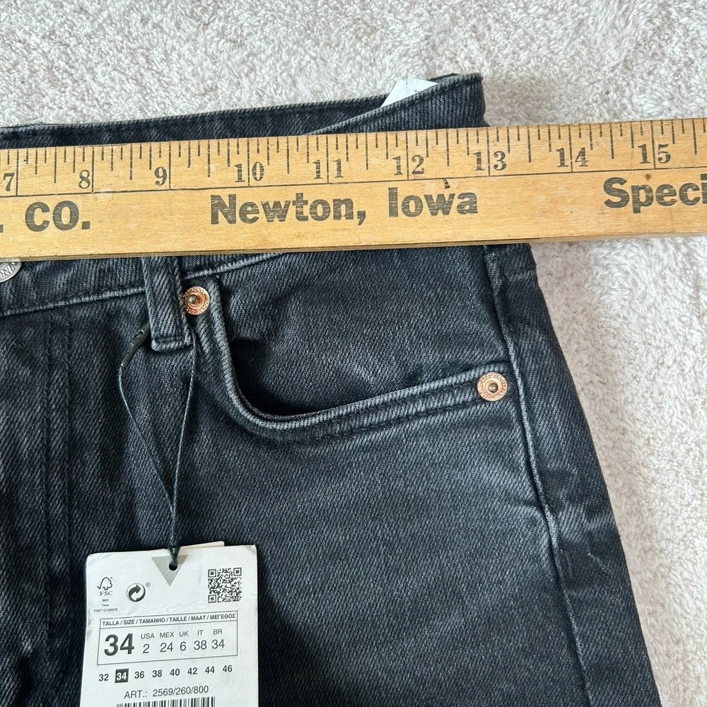 Zara Womens The‎ Skinny Jean With Split Hem Black/Gray Wash Size 2